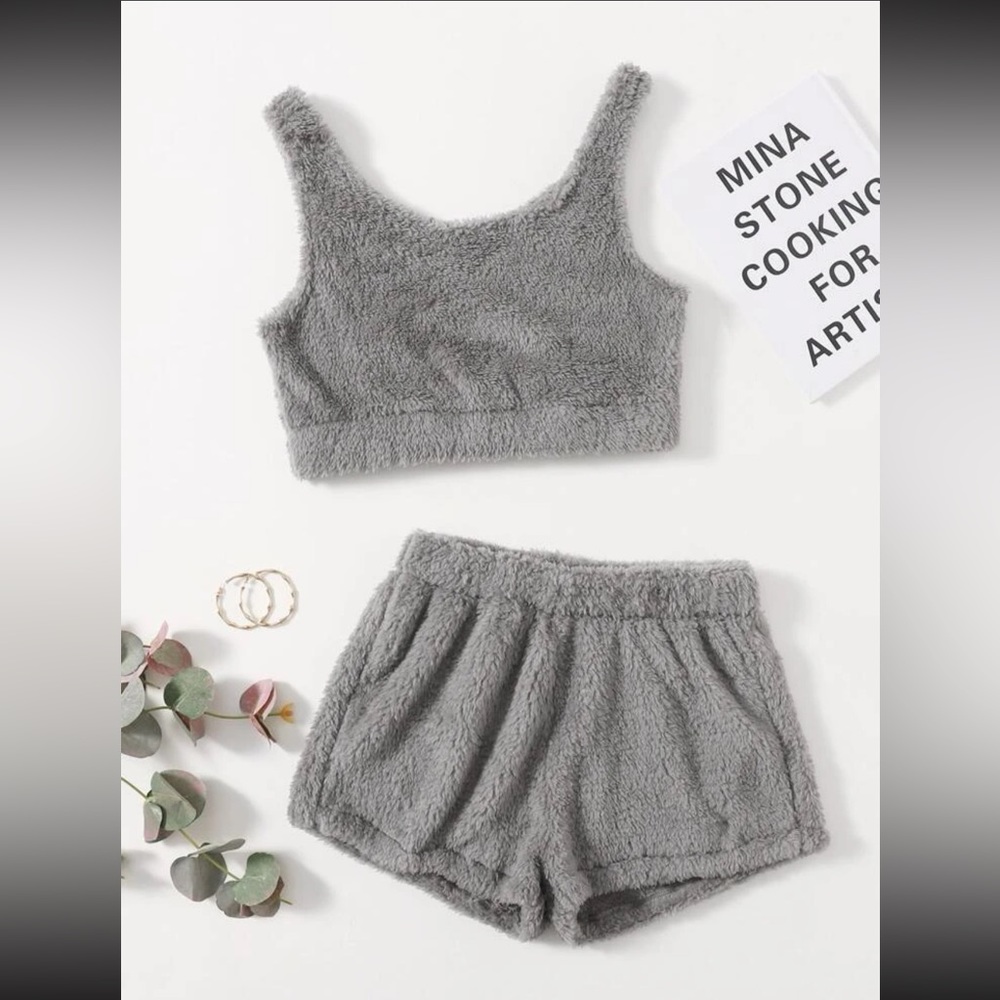 Plush Tank Top & Shorts Teddy Lounge Set